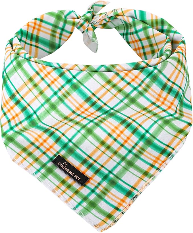 ARING PET Dog Bandana, Cotton Green Plaid Pet Bandanas, Soft Comfortable Cute Triangle Bibs Scarf for Small to Large Boy Girl Dogs and Cats