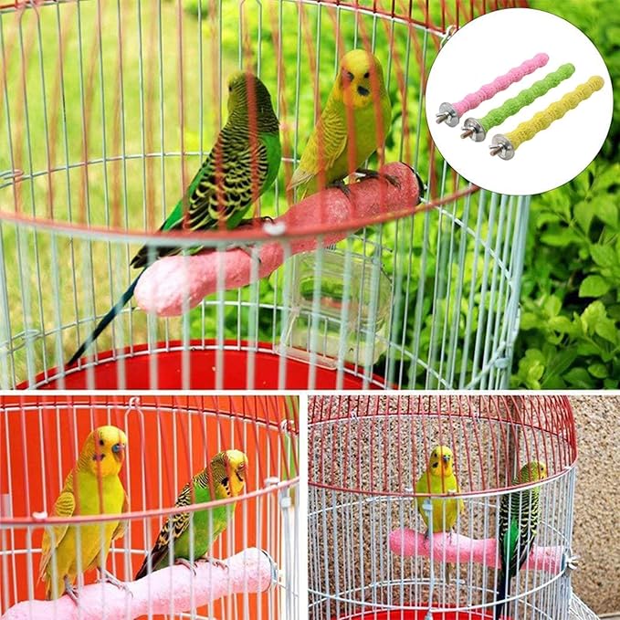 kathson 10PCS Bird Perch Parrot Stand Cage Accessories Natural Wooden Stick Paw Grinding Rough-surfaced Chew Toy for Cockatiels,Cockatoo,Lorikeet,Conure,Parakeet (Random Color,7.9inch)