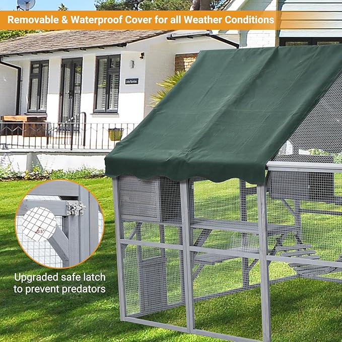 PeakPursuit Extra Large Cat Enclosure,110 Inch Large Catio with Waterproof Roof, Pet Habitat for 57 FT² Space, Outdoor Pet House with 7 Platforms,2 Resting Box and 2 Bridges, for Small Animals Use