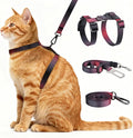 Cat Harness and Leash Set, 3-in-1 Escape Proof Adjustable, Comfortable Soft Lightweight, Safe, Easy to Wear, Walking Travel Kitten Harness for Small Medium Large Cats （Red