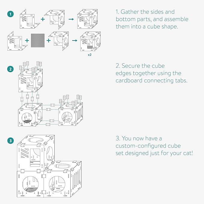 Navaris Modular Cardboard Cat House - DIY Corrugated Cardboard Configurable Play Tower Condo for Small Cats, Kittens, Rabbits - 3 Cubes