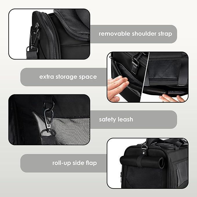 TSA Airline Approved PU Leather Luxury Pet Carrier - Size XS/S - for Small Dogs and Cats