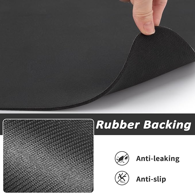 Dog Food Mat - Absorbent Cat Mat for Food and Water, No Stains Pet Feeding Bowl Mat, Easy to Clean Pet Placemats, Quick Dry Dog Water Dispenser Mat for Messy Drinkers | Black 16"x 24"