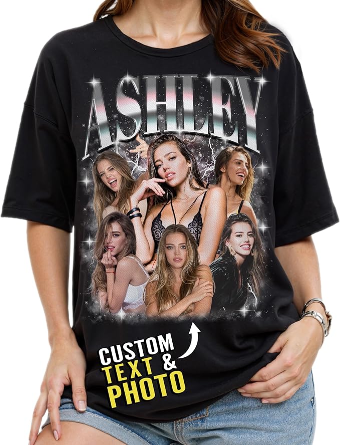 Custom Bootleg Rap Shirt with Photo Text, Vintage Custom Picture Shirt for Girlfriend, Boyfriend, Dad, Mom, Pet Lover Friend