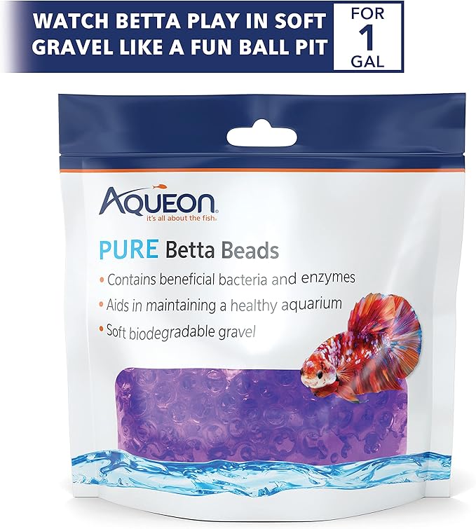 Aqueon Pure Betta Beads, Purple (Pack of 2)