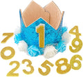 Pet Crown Hat Dog Birthday Reusable Birthday Party Crown for Boy Cat Doggie Headband Hats with 0-9 Figures Charms Pet Gift Grooming Accessories with Glue Dots Pack of 1(Blue)