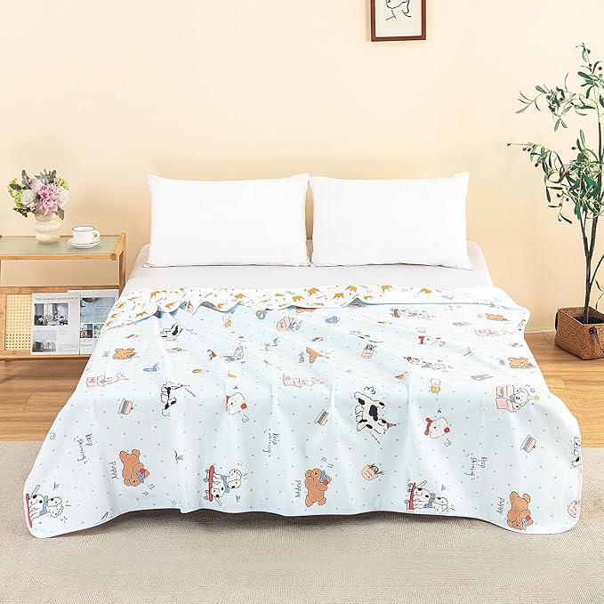 WenBags Waterproof Dog Bed Cover 60 * 80 Inches Throw Size,Pet Hair Resistant Reversible Couch Cover Mattress Protector,Leakproof Bed Liner/Sheet/Blanket for Adults Elderly Pets,Cute Dogs