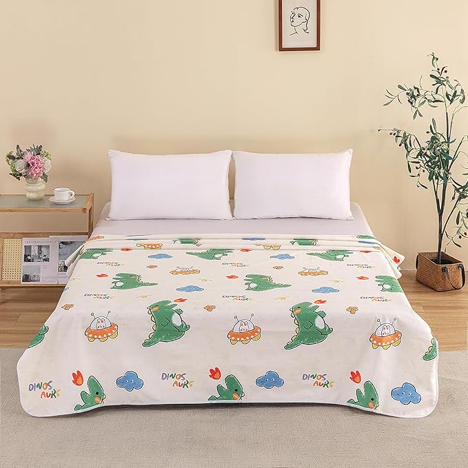 WenBags Waterproof Dog Bed Cover 40*60 Inches Throw Size,Pet Hair Resistant Reversible Couch Cover Mattress Protector,Leakproof Bed Liner/Sheet/Blanket for Adults Elderly Pets (Cute Dinosaurs, 40*60)