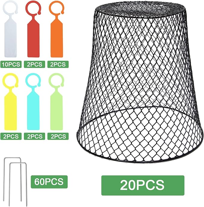 20 Pcs 9"×9" (Multiple Sizes/Quantities Available) Chicken Wire Plant Protectors from Animals, Plant Cage Garden Cloche to Protect Plants Vegetables from Rabbits Squirrels Chicken