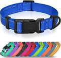 Joytale Small Dog Collar, Reflective and Adjustable Nylon Collar with Quick-Release Buckle, Lightweight No-Choke Design for Small Dogs, Navy Blue, 5/8" Width