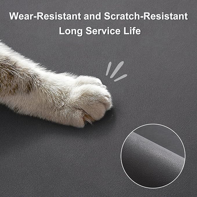 YCT Cat Food and Water Mat for Pets - Non-Slip Super Absorbent Dog Bowl Mat With Multiple Cat Heads Logo - 24 x 16.9 Inches, Dark Grey