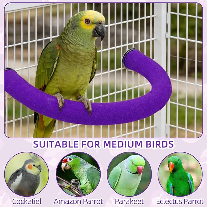 RYPET Parrot Perch Rough-surfaced - Quartz Sands Bird Cage Perches for Medium to Large Bird, U Shape Purple Large