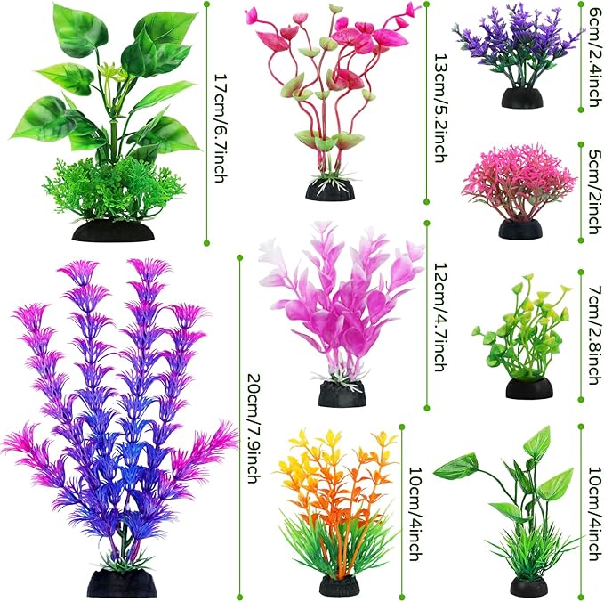 Aquarium Decorations Plants, 20pcs Aquarium Decor Plants, Colorful Fish Tank Accessories, Fish Tank Plants Plastic Decoration for Aquariums