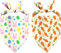 Easter Dog Bandana, 2 Pack Adjustable Holiday Party Pets Rabbit Easter Egg Bandana Triangle Bibs Dog Cat Scarf Set