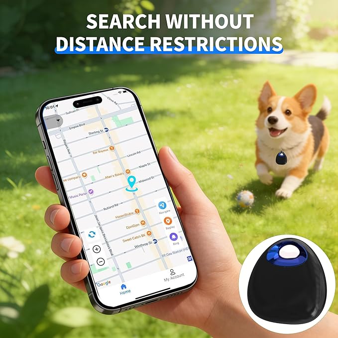 GPS Pet Tracker with Apple Find My Network, Android Compatibility, Real-Time Location Tracking, Water-Resistant (DINGWEIQI04)