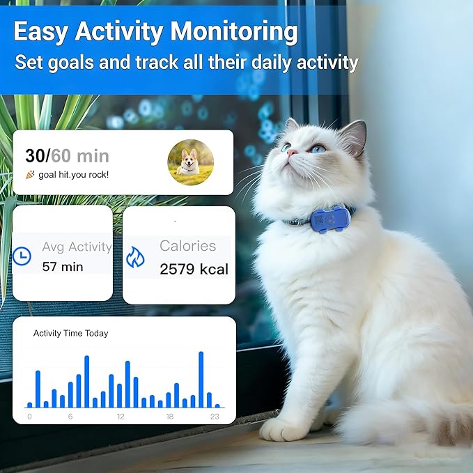 GPS Tracker for Dogs with Activity and Wellness Monitoring, Real-time Tracking Pet GPS Location Tracker, Waterproof，Location History, Geofence, Long-Life Battery, Subscription Needed