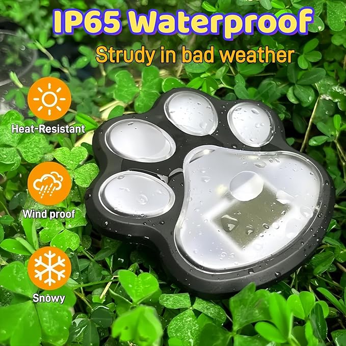 3pcs-Solar Paw Print Lights, Wireless of Cat Dog Animal Solar Lights Outdoor Garden Decor, IP55 Waterproof LED Yard Path Light, New Home Birthday Easter Gift for Pet Lovers (Colored Light)