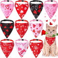Sanwuta 10 Pcs Mother's Day Cat Collar Bandanas, Breakaway Adjustable Kitty Triangle Scarf with Red Pink & Black Heart Prints, Cute Cat Costume for Mom Gift, Photos & Spring Party