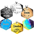 Personalized Dog Tag with 5 Lines of Custom Deep Engraved Durable Stainless Steel Pet ID Name Tag Designer Small Size Hexagon