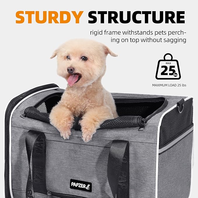 Top Loading Medium Cat Carrier with Privacy Curtain, Soft-Sided Small Pet Travel Crate Vet Visit, Little Puppy Dog Kennel Bag Suitcase Luggage Sleeve, 18x11x11 Inch Grey