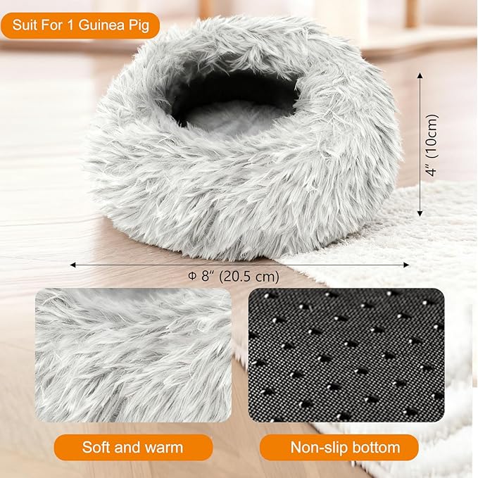 Guinea Pigs Bed Small Animal Bedding Donut-Shaped Burrowing Pet Bed Soft and Warm Hideaway with Spandex and Fleece Bottoms Cozy Carrier, Cage Accessories