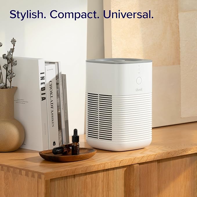 LEVOIT Air Purifier for Home Bedroom, AHAM Verifide, Freshens Small Room with Aroma Pad, For Smoke, Pollen, Pet Dander, Odor, Dust, Office, Desktop, 1 Pack, White