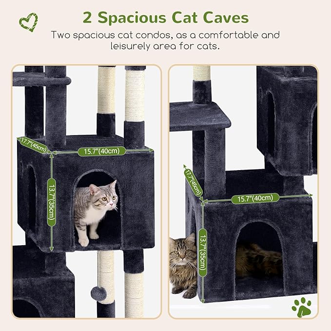Globlazer Cat Tower for Indoor Cats, Heavy Duty Cat Trees for Large Adult Big Cats Maine Coon Cat Tree Tower with Scratching Post, Extra Large Top Perch, Cat Condos, F61, Dark Grey, 61inch