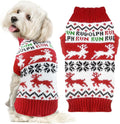 Dog Christmas Sweater Xmas Pet Clothes Cute Reindeer Christmas Dog Costume Outfits Holiday Knitwear Puppy Cat Jumpers New Year Gifts for Small Medium Large Dogs(Red Runing Deer,S)