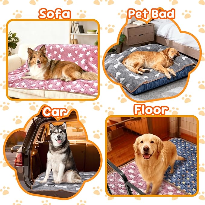 3 Pcs Dog Blanket Super Soft Pet Puppy Blankets Calming Dog Blankets for Small, Medium Large Dogs Warm Sleep Mat Washable Dog Blanket for Puppy Cat (42"×30")