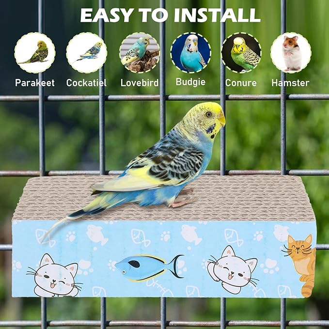 2 PCS Bird Chew Toy Parrot Cage Perch Cardboard Platform Bird Paw Grinding Stand for Cage Birds Resting Platform Stand Parrot Playground Exercise Toys ParakeetsCage Accessories