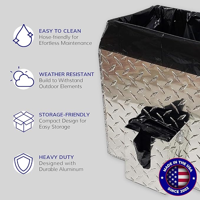 ActiveDogs Dog Poop Bucket Pet Waste Container - Heavy Duty Dog Poop Trash Can Outside Disposal Pail - A Rust-Resistant, Aluminium Metal, 5 Gallon Pail - Made in USA