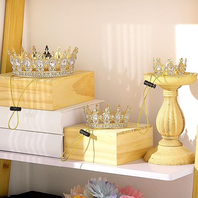 Abbylike Pet Rhinestone King Crown Small Size, Queen Crown for Halloween Costume for Small Dog Cat Cosplay Party Accessories Adoption Celebration Wedding Birthday Photos Prop Costume