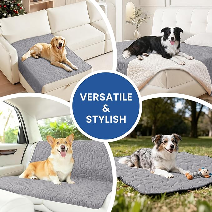 Waterproof Couch Covers for Pets, Waterproof Dog Bed Cover, Anti-Slip Soft Dog Blankets, Couch Cover for Dogs Washable, Pet Blanket for Puppy Large Dogs Cat (30x53 Inch, Light Grey)