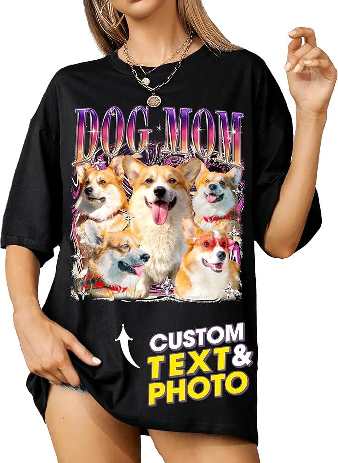 Mit & Mia Custom Your Own Bootleg Rap Shirts for Boyfriend Girlfriend Face Shirt with Photo Gift for Him Her Pet Lovers