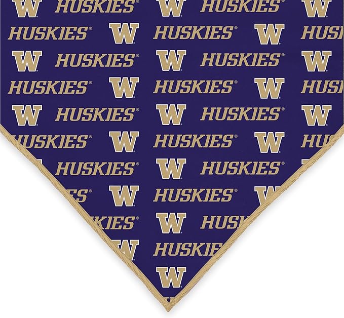 Washington Huskies Officially Licensed Bandana for Dogs and Cats | Fits Pets Great Gift Idea | Easy-to-Tie (Small, 13")
