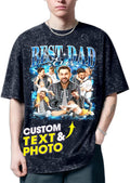 H-DEWALL Custom T Shirts Mineral Wash Tshirt Bootleg Rap Tee Customized Gifts for Boyfriend Birthday Shirts Tops for Women