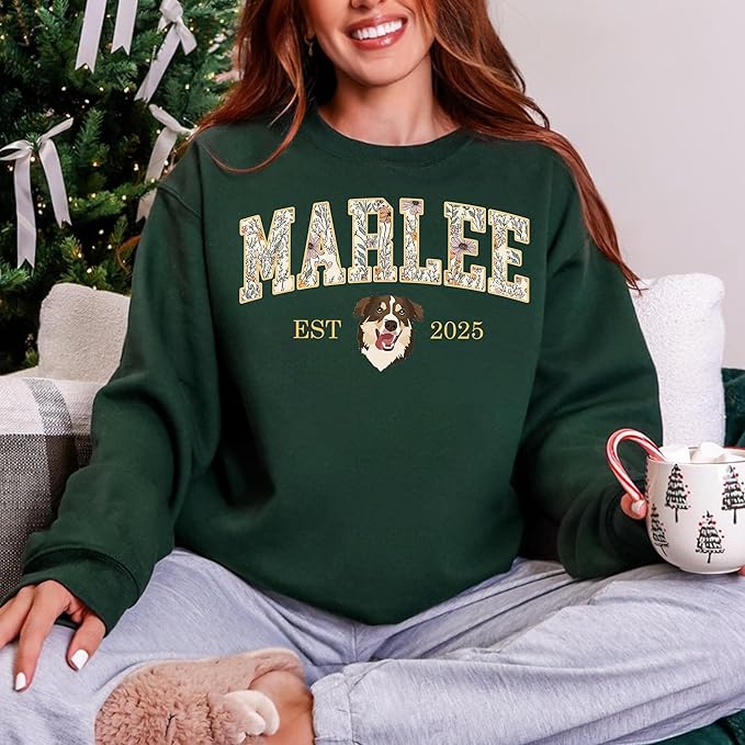 Custom Pet Sweatshirts with Photo and Name, Personalized Dog Sweatshirt, Gifts for Dog Mom, Dad