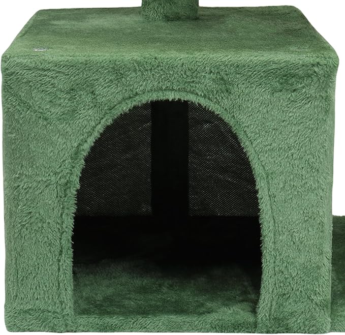 VINGLI Cat Tree, 27 inch Small Cat Tower with Scratching Post and Pad, Cat Condo for Indoor Kittens Padded Top Bed, Cats Indoor Activity Center (Yellow & Green)