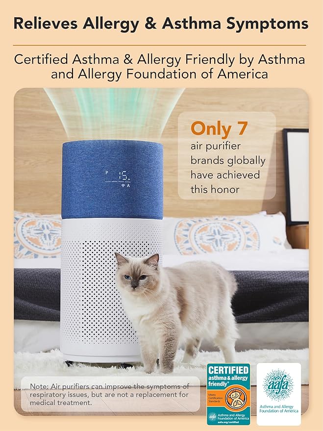 CleanForce Air Purifiers for Home Large Room Up to 2550 ft², H13 HEPA Air Cleaner Works with Alexa for Dust, Allergens, Pollen, Pet Hair Dander, Odors, CERTIFIED asthma & allergy friendly, Rainbow