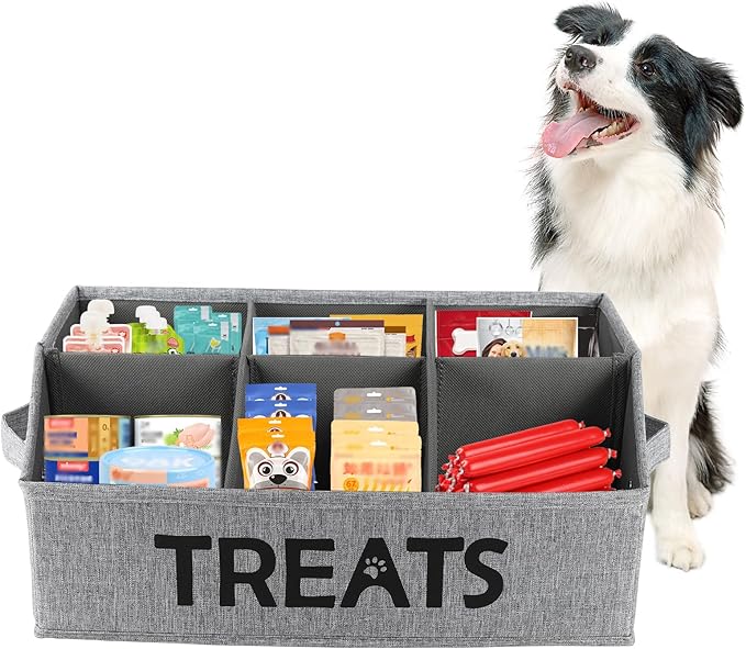 Dog Treat Container Storage Basket pet Food Storage containers Great for organizing Food Treats Snack for pet Dogs Cats Birds Animal Gray