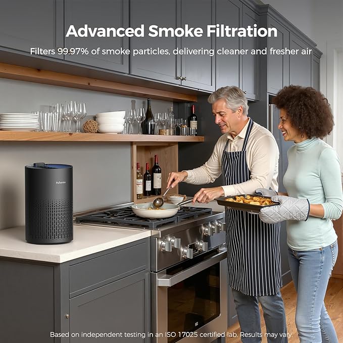 Purivortex Air Purifiers for Home, Quiet HEPA Air Filter for Pollen, Smoke, Dust, Pet Dander, Odor, Hair, Covers Up to 880 Sq Ft (Model: PX500 Black with Fragrance Sponge)