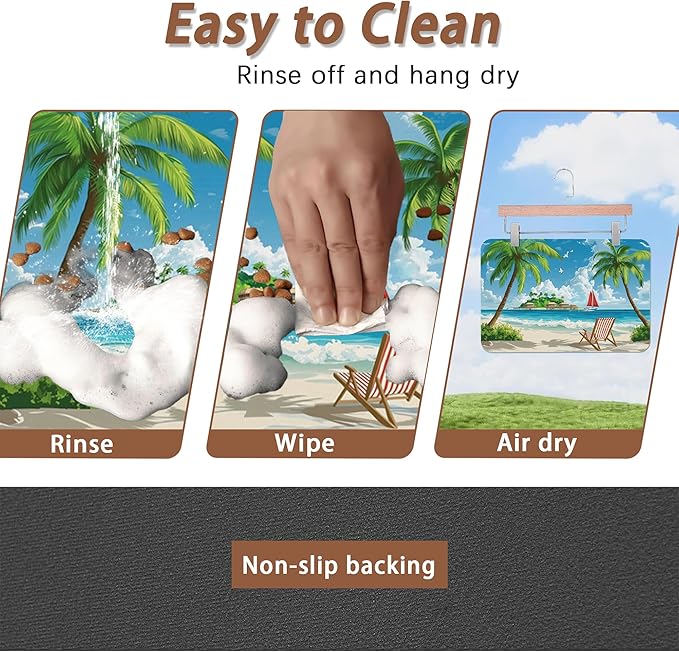 Tropical Beach Dog Food Mat for Floors,Hawaii Palm Tree Absorbent Quick-Dry Pet Feeding Mat,Cat Dog Bowl Mats for Food and Water,Non-Slip Pet Accessories Supplies 16"x24"