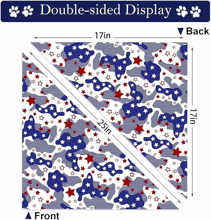 4th of July Dog Bandanas, 2 Pack Reversible USA Patriotic Bandana for Boy and Girl, Premium Durable Fabric, American Flag Pet Scarf for Small Medium Large and Extra Large Dogs