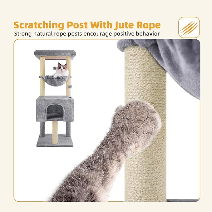 ROYPET Fashion Design 43.3" Cat Trees with Cat Houses,Grey