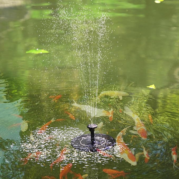 AMZtime Solar Water Fountain, Upgraded Solar Bird Bath Fountains with 6 Nozzles, Free Standing Floating Solar Powered Water Fountain Pump for Bird Bath, Garden, Pond, Pool and Outdoor