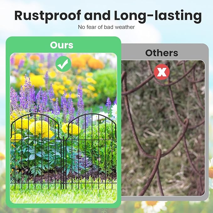 25Pcs Decorative Garden Fence, 20in(H)/27ft(L) Rustproof Metal Fences Animal Barrier Outdoor for Yard, Flower Bed Edging Ornamental Border Panel for Dogs, Rabbits, Dig Defence, Garden Decor, Patio