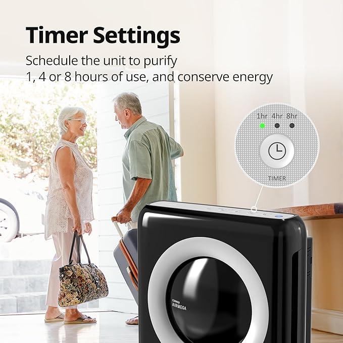 Coway AP-1512HH Mighty Air Purifier with True HEPA and Eco Mode, black/silver, 16.8 x 18.3 x 9.6