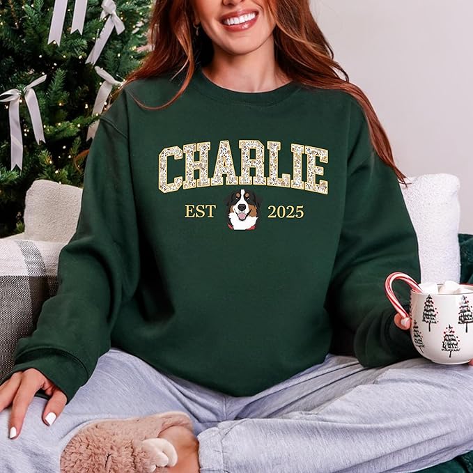 Custom Pet Sweatshirts with Photo and Name, Personalized Dog Sweatshirt, Gifts for Dog Mom, Dad