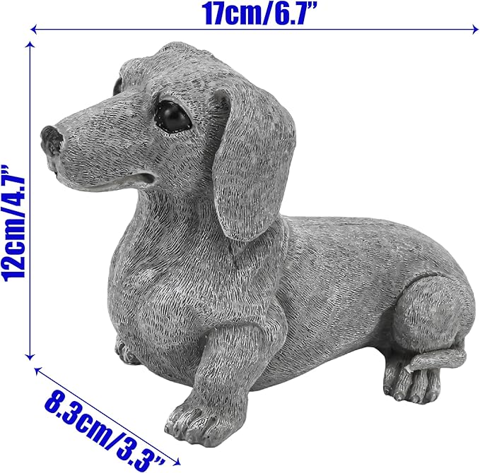 Dachshund Statue 6.7'' x 4.7'' Garden Decor for Dog Lovers Spring Summer Home Lawn Patio Backyard Outdoor Decoration Gift Indoor Resin Sculpture Figurine Memorial Ornament Wear-Resistant Waterproof
