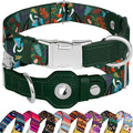 AirTag Dog Collar for Small Medium Large Breed - Adjustable Cute Pattern Dog Collar with Airtag Holder - Soft Leather Tracker GPS Apple Air Tag Pet Collars (Medium, 14"-18" Neck Fit, Mushroom)